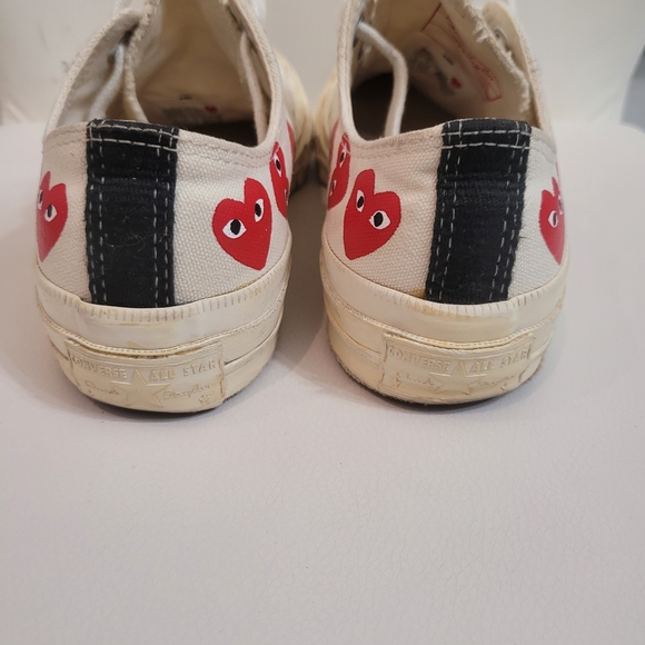CDG Converse Multi Heart Low White Size 36.5 Chuck Taylor 70 CDG Play 162975C - Picture 9 of 15